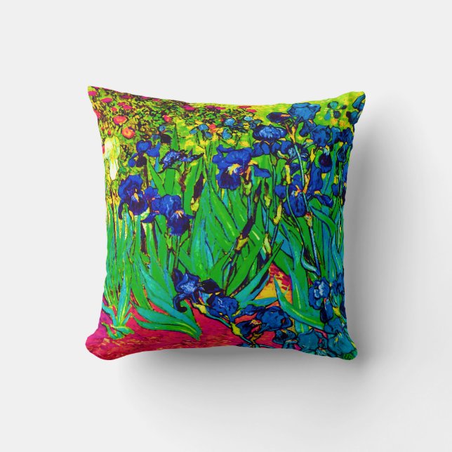 Vincent Van Gogh - Irises - Flower Lover Pop Art Cushion (Front)