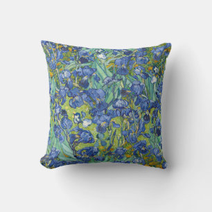 Vincent Van Gogh Irises in Blue and Green Cushion