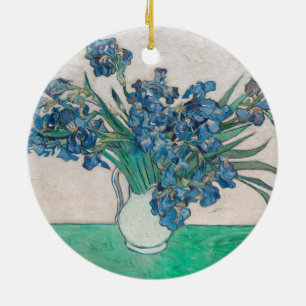 vincent van gogh irises painting ceramic ornament