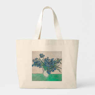 vincent van gogh irises painting large tote bag