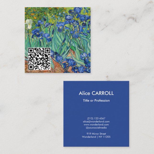 Vincent Van Gogh - Irises - QR Code Square Business Card (Front/Back)