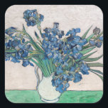 Vincent van Gogh - Irises Square Sticker<br><div class="desc">Irises / Still Life: Vase with Irises - Vincent van Gogh,  Oil on Canvas,  1890</div>
