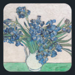 Vincent van Gogh - Irises Square Sticker<br><div class="desc">Irises / Still Life: Vase with Irises - Vincent van Gogh,  Oil on Canvas,  1890</div>