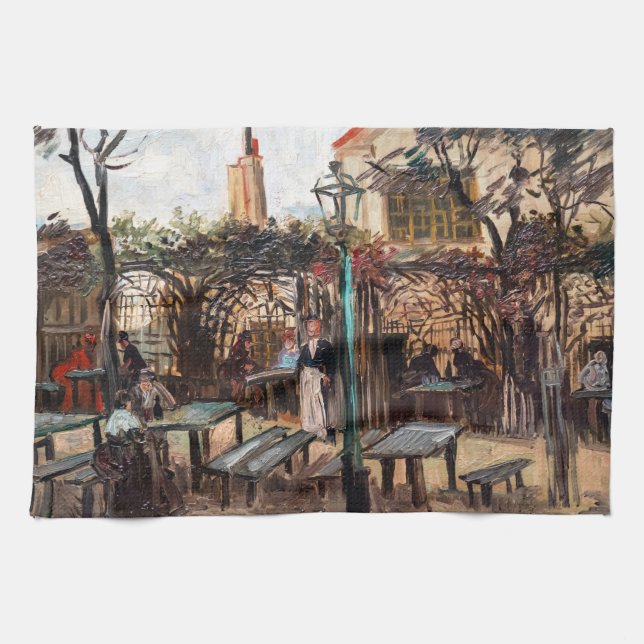 Vincent Van Gogh - La Guinguette on Montmartre Tea Towel (Horizontal)