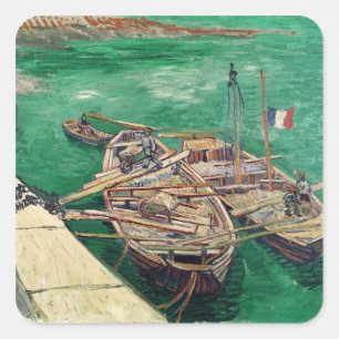 Vincent van Gogh Landing Stage with Boats, 1888 Square Sticker
