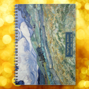 Vincent Van Gogh Landscape Art Gold Monogrammed Notebook