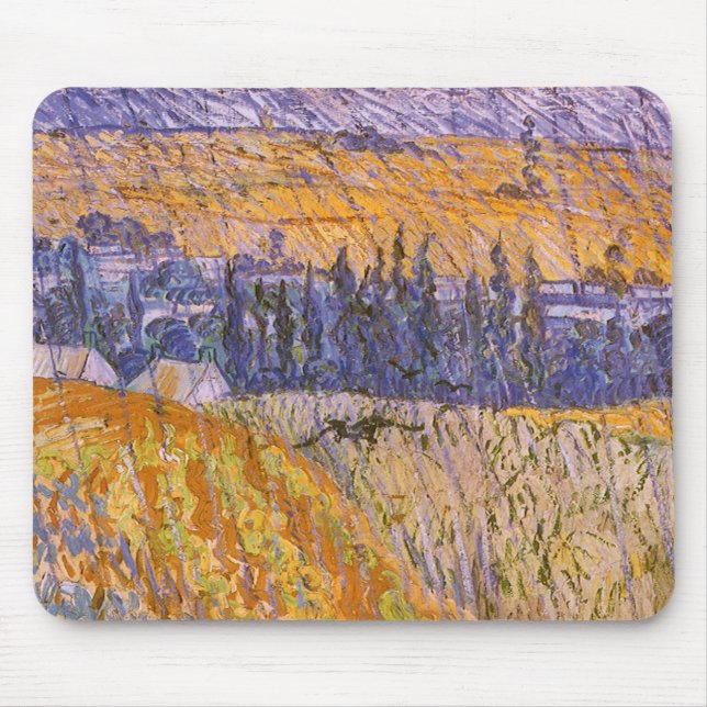 Vincent van Gogh - Landscape at Auvers in the Rain Mouse Pad (Front)