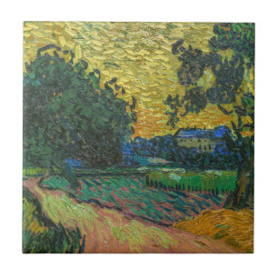 Vincent van Gogh - Landscape at Twilight Ceramic Tile