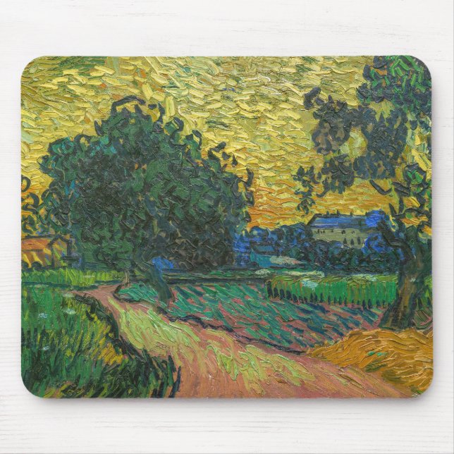 Vincent van Gogh - Landscape at Twilight Mouse Pad (Front)
