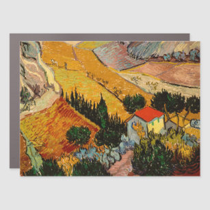 Vincent van Gogh - Landscape, House and Ploughman Car Magnet