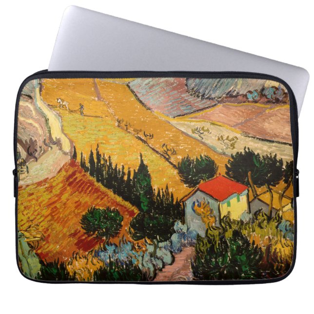Vincent van Gogh - Landscape, House and Ploughman Laptop Sleeve (Front)