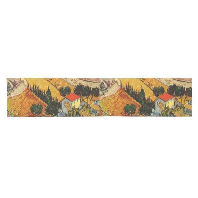 Vincent van Gogh - Landscape, House and Ploughman Short Table Runner (Horizontal)