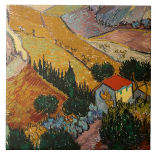 Vincent van Gogh Landscape w/ House & Ploughman Ceramic Tile