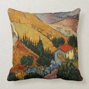 Vincent van Gogh Landscape w/ House & Ploughman Cushion