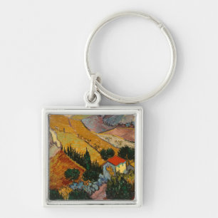 Vincent van Gogh Landscape w/ House & Ploughman Key Ring
