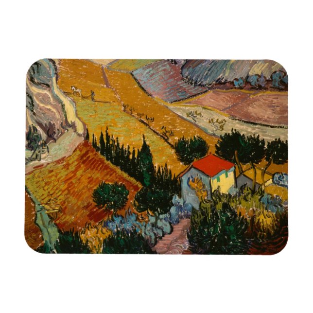 Vincent van Gogh | Landscape w/ House & Ploughman Magnet (Horizontal)