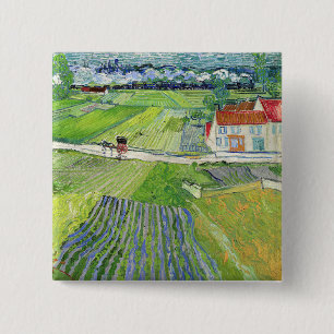 Vincent van Gogh - Landscape with Carriage & Train 15 Cm Square Badge