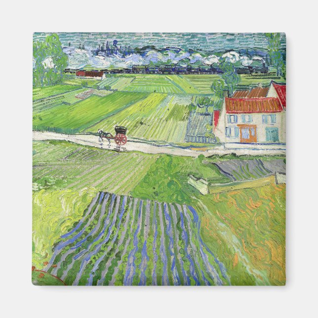 Vincent van Gogh - Landscape with Carriage & Train Magnet (Front)