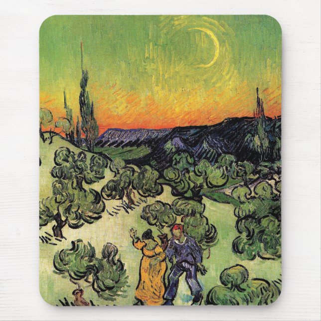 Vincent Van Gogh - Landscape With Couple Fine Art Mouse Pad (Front)