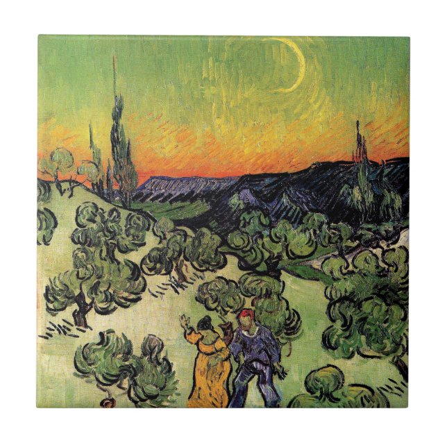 Vincent Van Gogh - Landscape With Couple Fine Art Tile (Front)