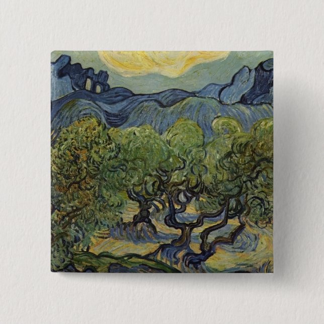 Vincent van Gogh - Landscape with Olive Trees 15 Cm Square Badge (Front)