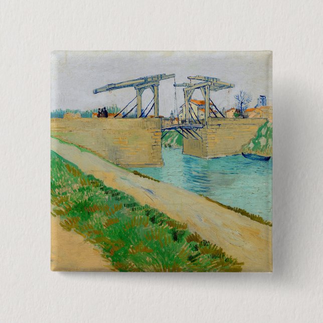 Vincent van Gogh - Langlois Bridge at Arles #2 15 Cm Square Badge (Front)