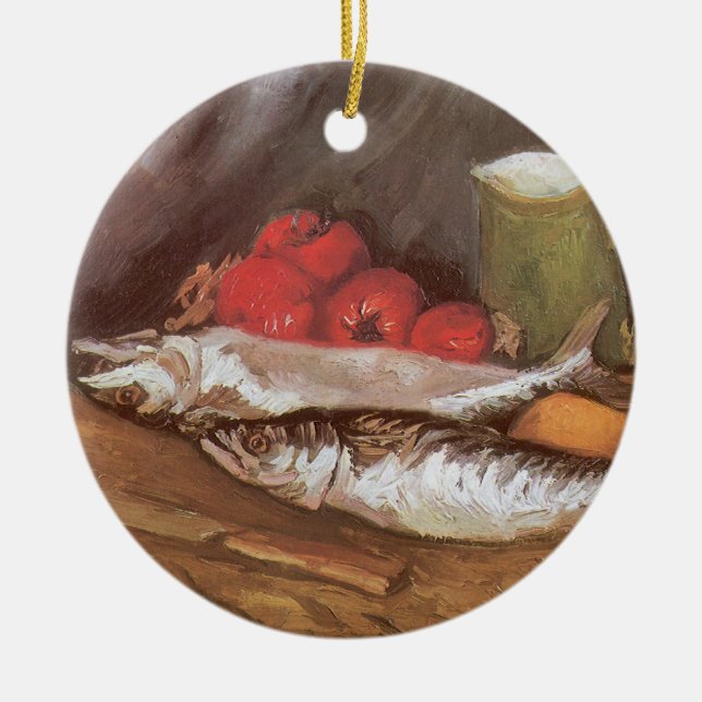 Vincent van Gogh - Mackerels, Lemons and Tomatoes Ceramic Ornament (Front)