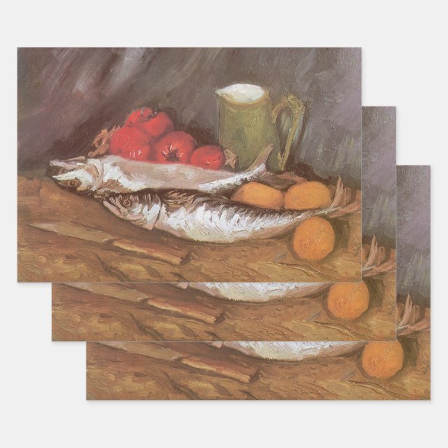 Vincent van Gogh - Mackerels, Lemons and Tomatoes Wrapping Paper Sheet (Set)