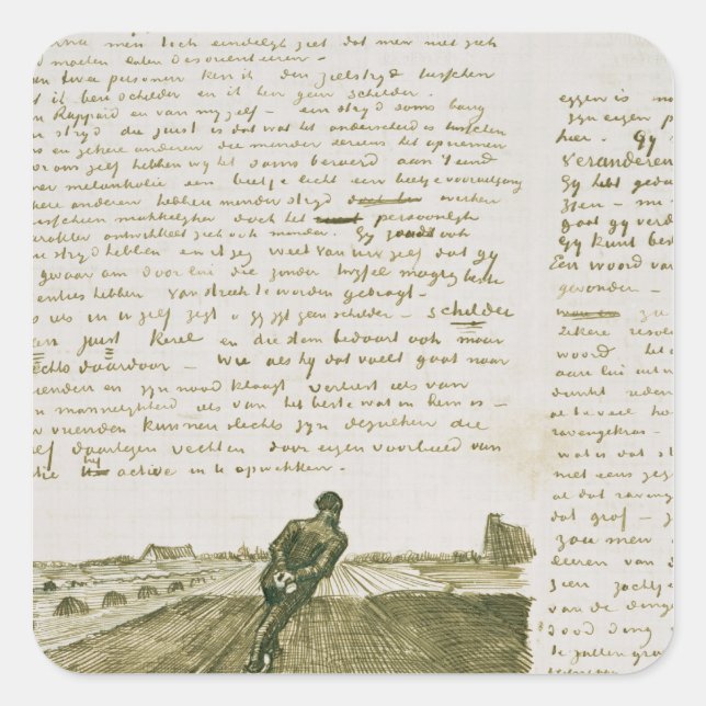 Vincent van Gogh | Man pulling a harrow Square Sticker (Front)