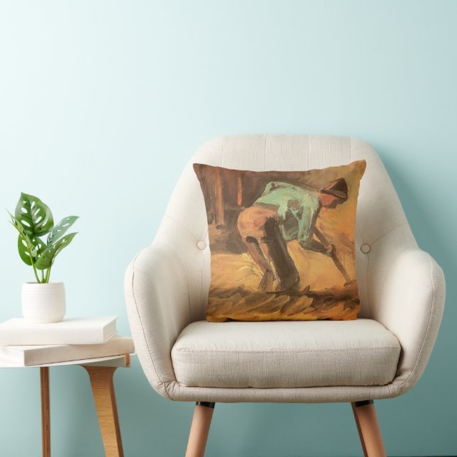 Vincent van Gogh - Man Stooping w Stick or Spade Cushion (Chair)