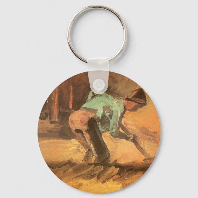 Vincent van Gogh - Man Stooping w Stick or Spade Key Ring (Front)