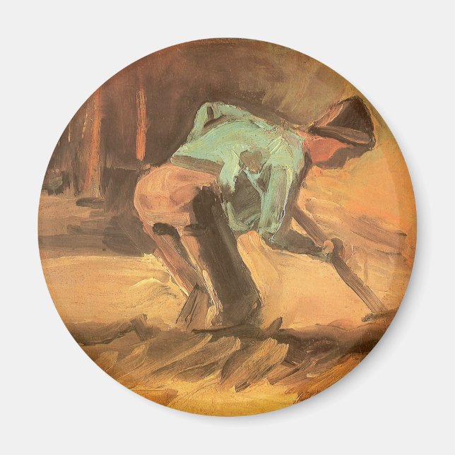 Vincent van Gogh - Man Stooping w Stick or Spade Magnet (Front)