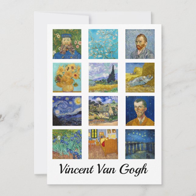 Vincent Van Gogh - Masterpieces Grid Invitation (Front)