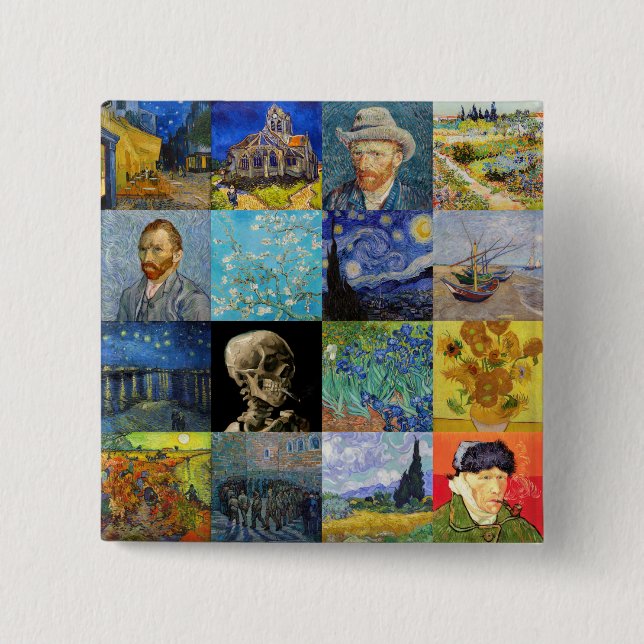 Vincent van Gogh - Masterpieces Mosaic Patchwork 15 Cm Square Badge (Front)