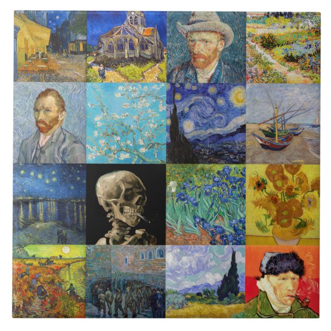Vincent van Gogh - Masterpieces Mosaic Patchwork Ceramic Tile (Front)