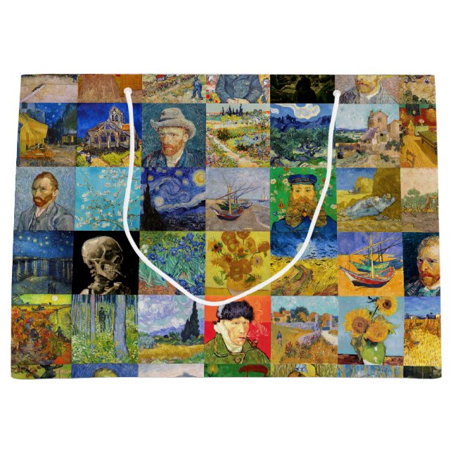 Vincent van Gogh - Masterpieces Mosaic Patchwork Large Gift Bag (Front)