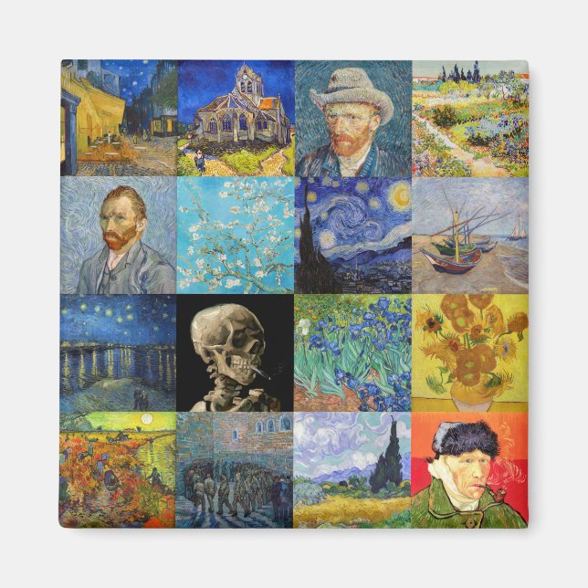 Vincent van Gogh - Masterpieces Mosaic Patchwork Magnet (Front)