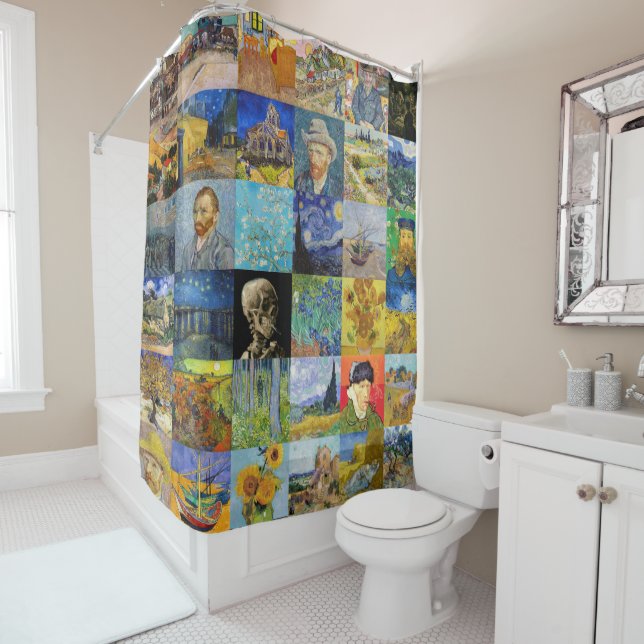 Vincent van Gogh - Masterpieces Mosaic Patchwork Shower Curtain (In Situ)