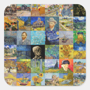 Vincent van Gogh - Masterpieces Mosaic Patchwork Square Sticker
