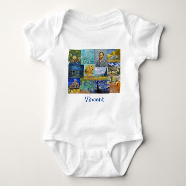 Vincent Van Gogh - Masterpieces Patchwork Baby Bodysuit (Front)