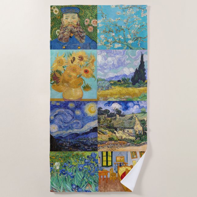 Vincent Van Gogh - Masterpieces Patchwork Beach Towel (Front)