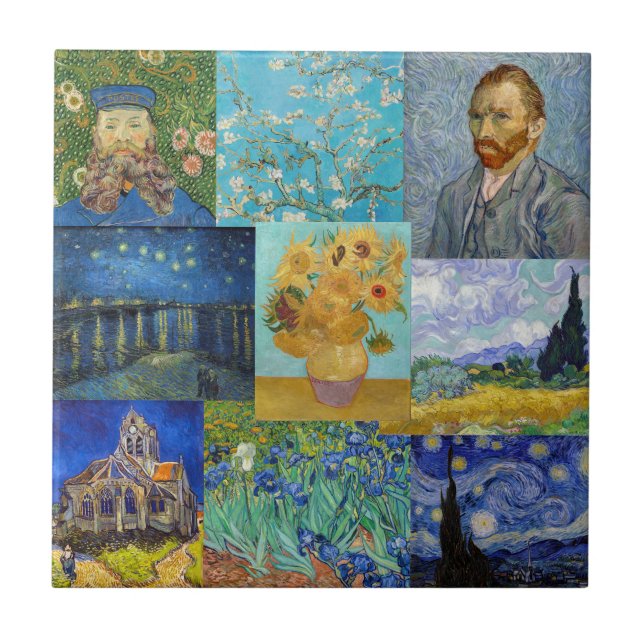 Vincent Van Gogh - Masterpieces Patchwork Ceramic Tile (Front)