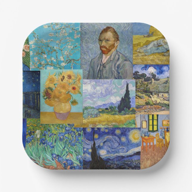 Vincent Van Gogh - Masterpieces Patchwork Paper Plate (Front)