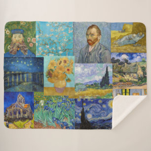 Vincent Van Gogh - Masterpieces Patchwork Sherpa Blanket