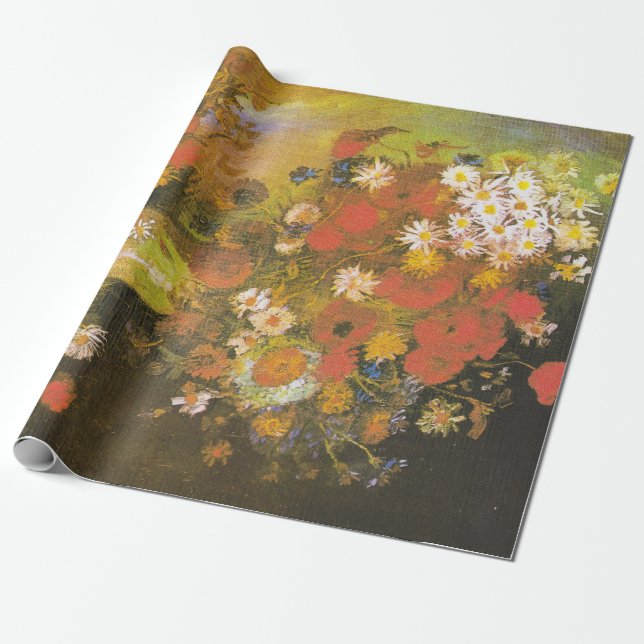 Vincent van Gogh Meadow Flowers and Roses Wrapping Paper (Unrolled)
