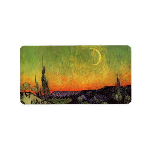 Vincent Van Gogh Moonlit Landscape Label