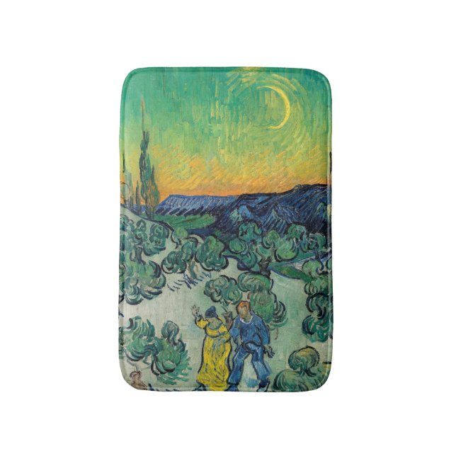 Vincent van Gogh - Moonlit Landscape with Couple Bath Mat (Front Vertical)