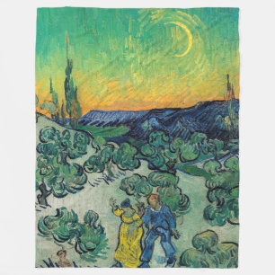 Vincent van Gogh - Moonlit Landscape with Couple Fleece Blanket