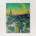 Vincent van Gogh - Moonlit Landscape with Couple Jigsaw Puzzle<br><div class="desc">Moonlit Landscape / Couple Walking among Olive Trees in a Mountainous Landscape with Crescent Moon - Vincent van Gogh,  Oil on Canvas,  1890</div>