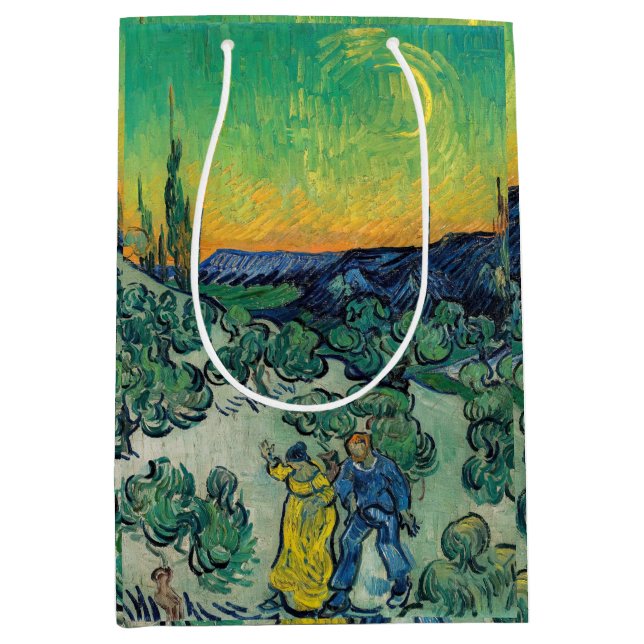 Vincent van Gogh - Moonlit Landscape with Couple Medium Gift Bag (Front)